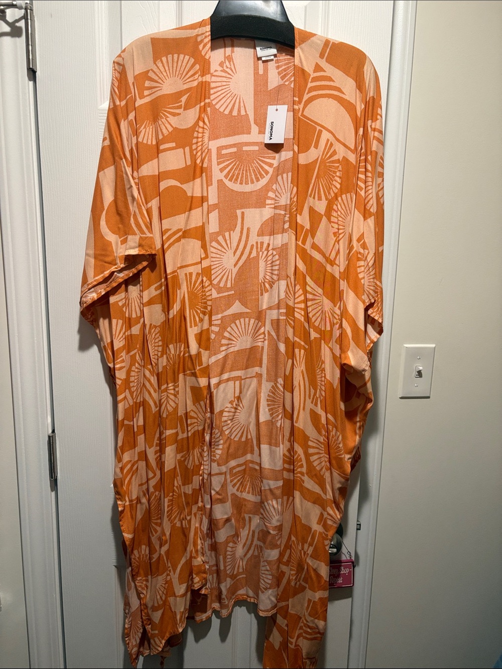 Sonoma Orange & Cream Printed Kimono Cardigan